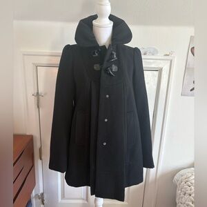 Hydraulic Black Hooded Cape Coat